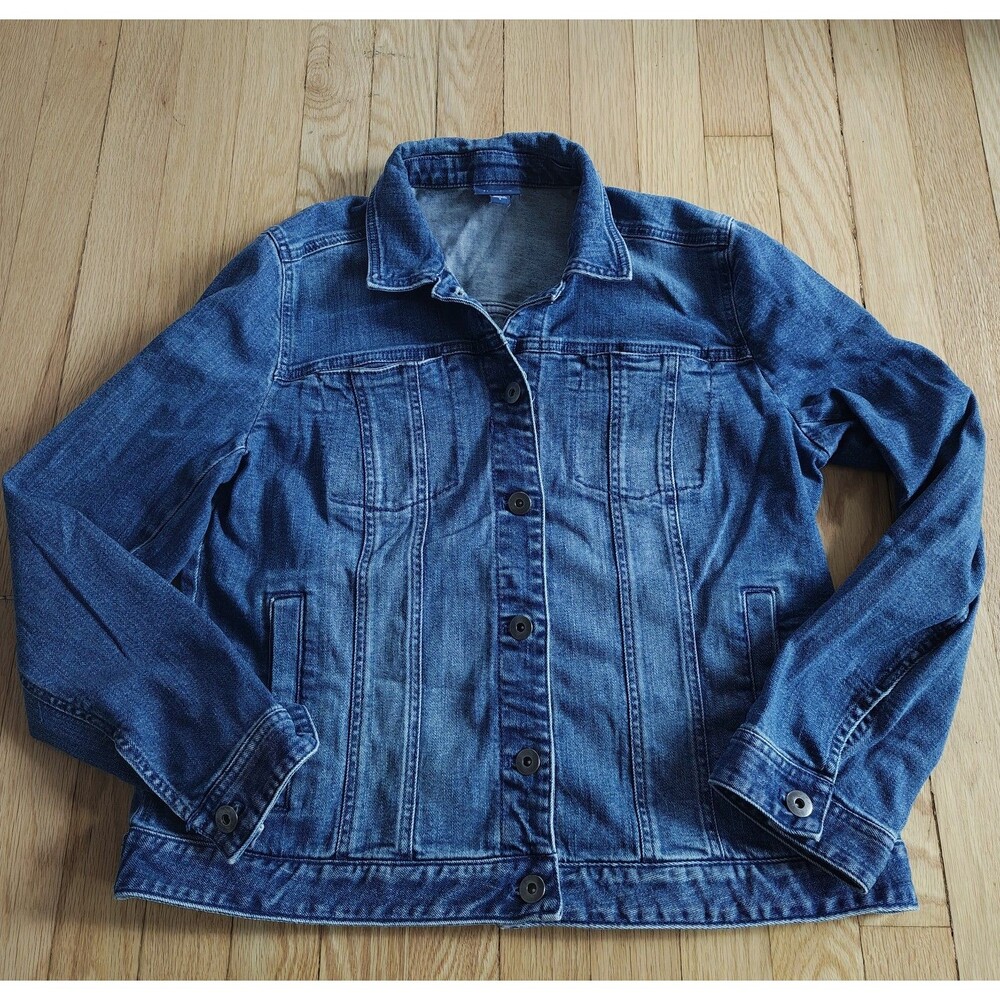 J. Jill Women's Blue Denim Jacket Size Small Snap Close Cotton